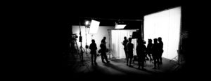 Silhouette images of film production. behind the scenes